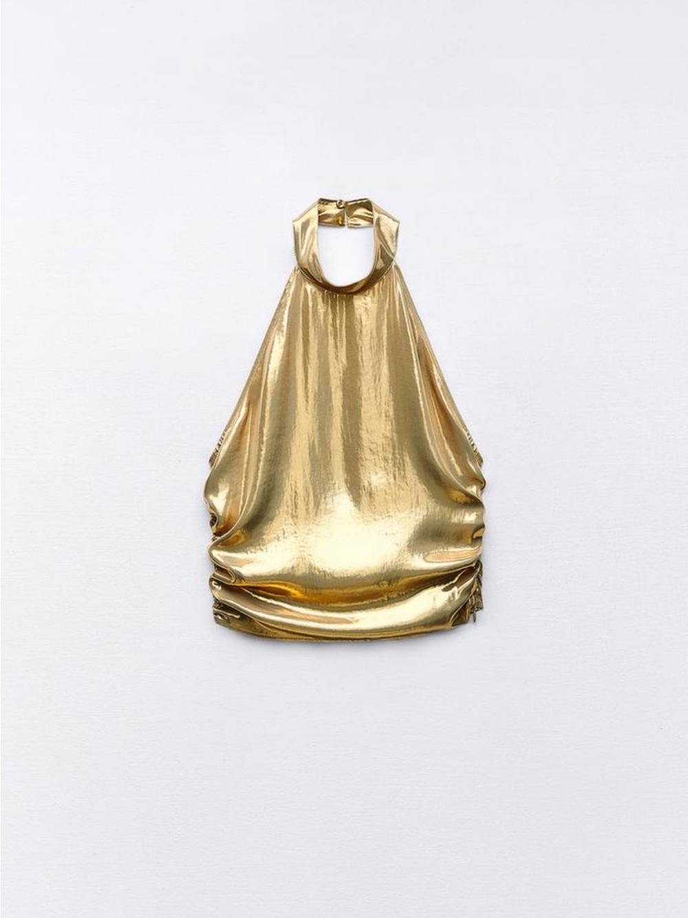 Zara Metallic Gold Halter Neck Top